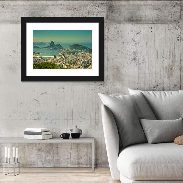 Rio De Janeiro And Sugarloaf Mountain Canvas Wall Art-3 Horizontal-Gallery Wrap-25" x 16"-Tiaracle
