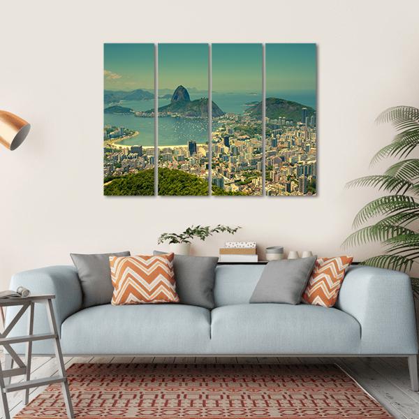 Rio De Janeiro And Sugarloaf Mountain Canvas Wall Art-4 Horizontal-Gallery Wrap-34" x 24"-Tiaracle