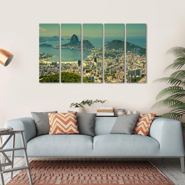Rio De Janeiro And Sugarloaf Mountain Canvas Wall Art-5 Horizontal-Gallery Wrap-22" x 12"-Tiaracle