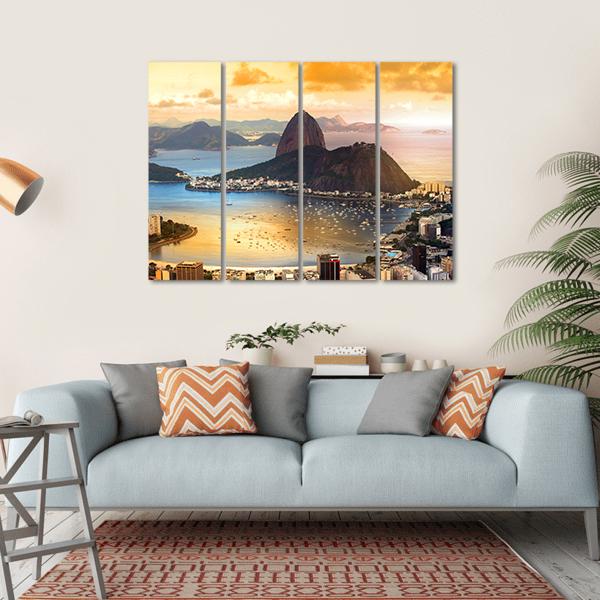 Rio De Janeiro At Brazil In Twilight Canvas Wall Art-4 Horizontal-Gallery Wrap-34" x 24"-Tiaracle
