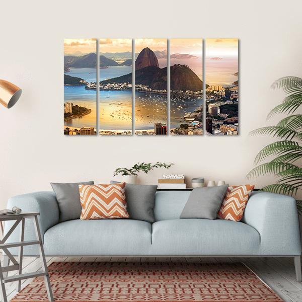 Rio De Janeiro At Brazil In Twilight Canvas Wall Art-5 Horizontal-Gallery Wrap-22" x 12"-Tiaracle
