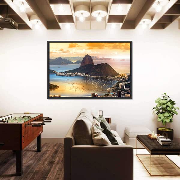 Rio De Janeiro At Brazil In Twilight Canvas Wall Art-3 Horizontal-Gallery Wrap-25" x 16"-Tiaracle