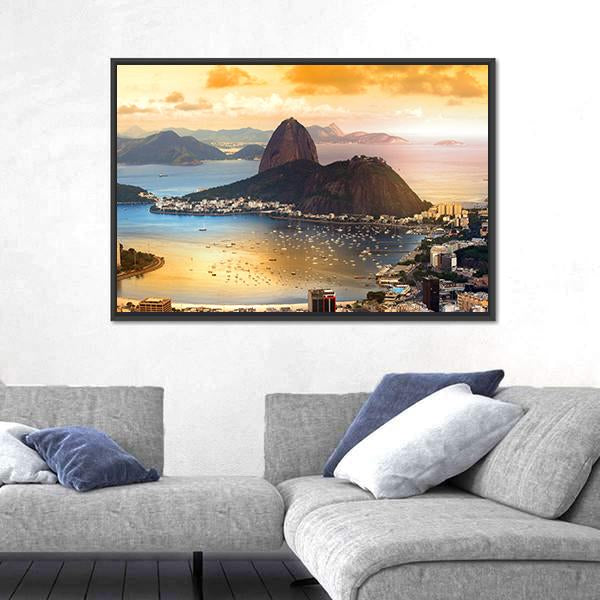 Rio De Janeiro At Brazil In Twilight Canvas Wall Art-3 Horizontal-Gallery Wrap-25&quot; x 16&quot;-Tiaracle