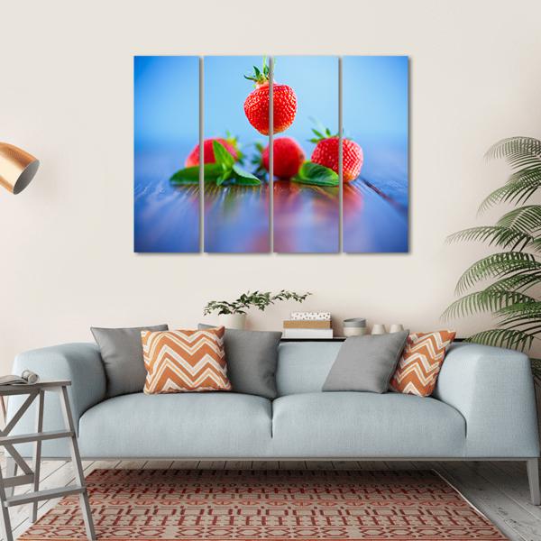 Ripe Red Organic Strawberry Canvas Wall Art-4 Horizontal-Gallery Wrap-34" x 24"-Tiaracle