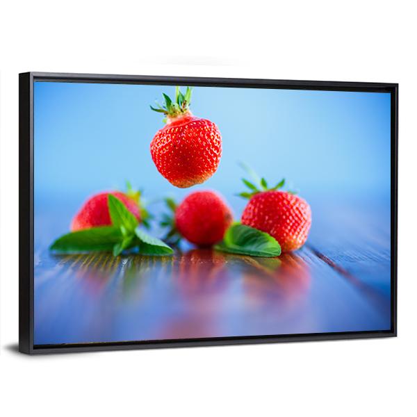 Ripe Red Organic Strawberry Canvas Wall Art-3 Horizontal-Gallery Wrap-25" x 16"-Tiaracle