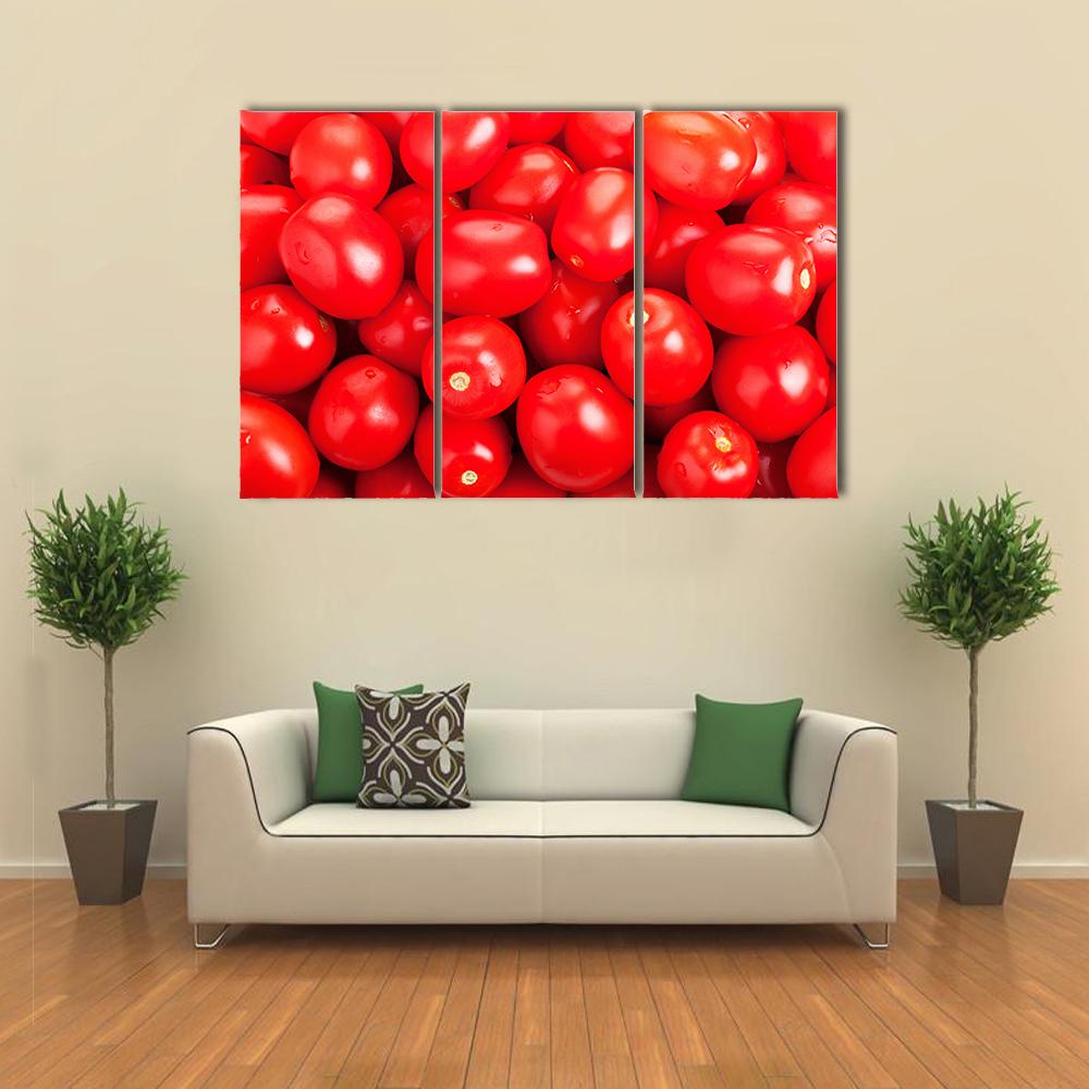 Ripe Red Tomatoes Canvas Wall Art-3 Horizontal-Gallery Wrap-25" x 16"-Tiaracle