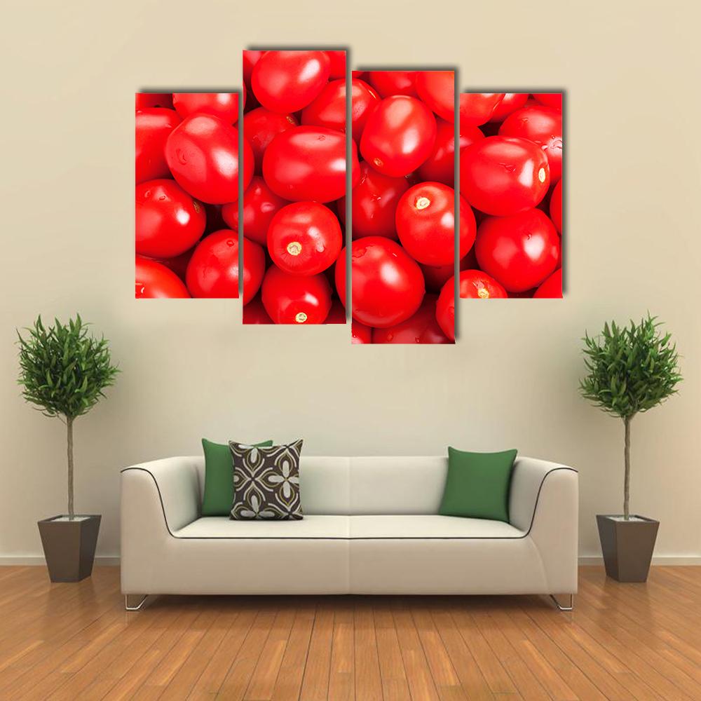 Ripe Red Tomatoes Canvas Wall Art-4 Pop-Gallery Wrap-34" x 20"-Tiaracle
