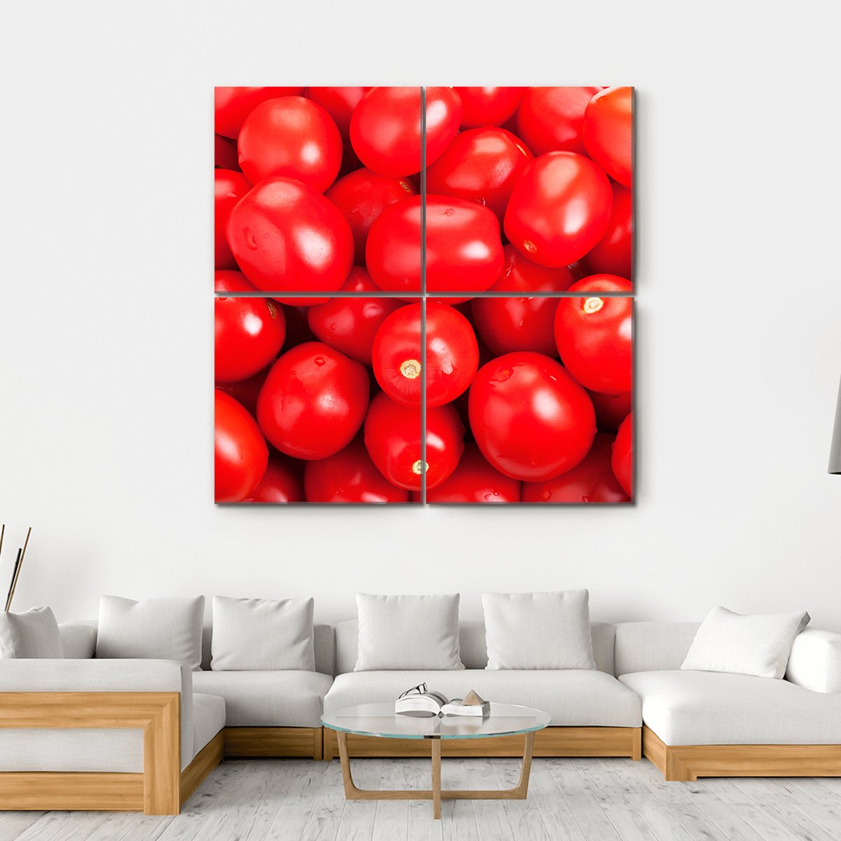 Ripe Red Tomatoes Canvas Wall Art-4 Square-Gallery Wrap-17" x 17"-Tiaracle