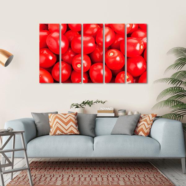 Ripe Red Tomatoes Canvas Wall Art-5 Horizontal-Gallery Wrap-22" x 12"-Tiaracle