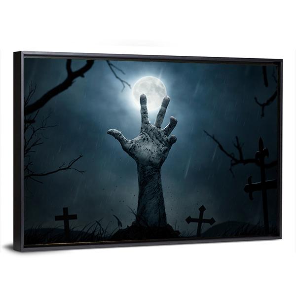 Rising Of Zombie Hand Panoramic Canvas Wall Art-1 Piece-36" x 12"-Tiaracle