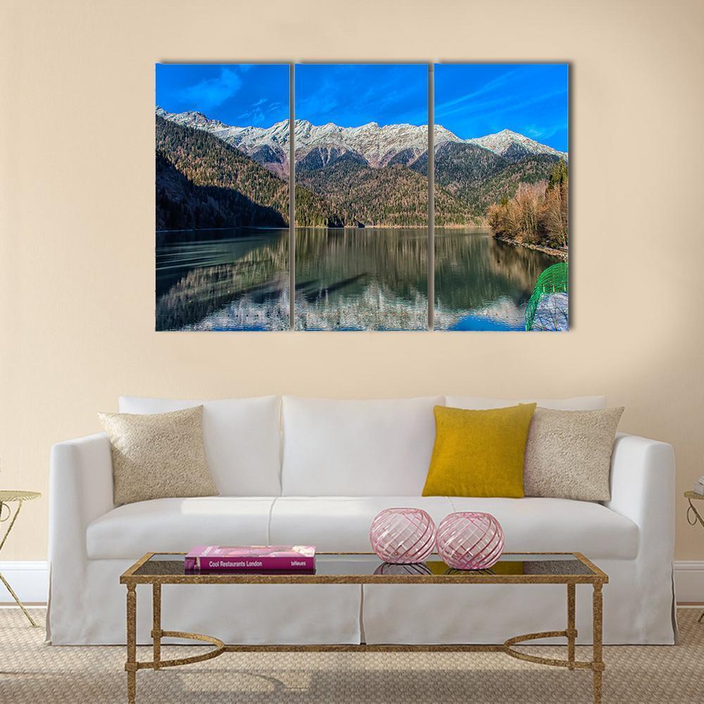 Ritz Lake In Abkhazia Mountains Canvas Wall Art-5 Pop-Gallery Wrap-47" x 32"-Tiaracle