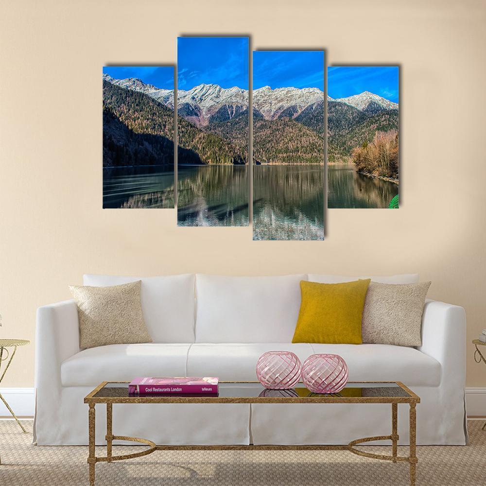 Ritz Lake In Abkhazia Mountains Canvas Wall Art-4 Pop-Gallery Wrap-50" x 32"-Tiaracle