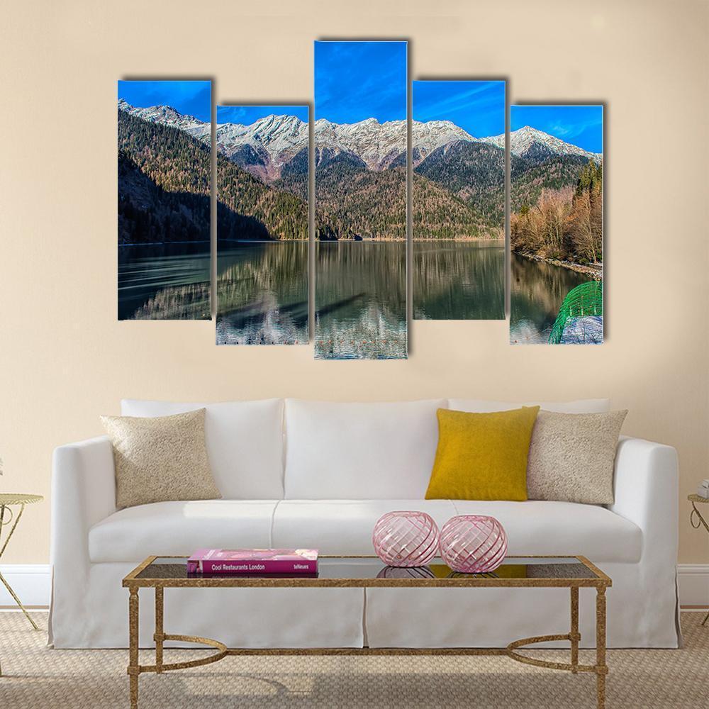 Ritz Lake In Abkhazia Mountains Canvas Wall Art-5 Pop-Gallery Wrap-47" x 32"-Tiaracle