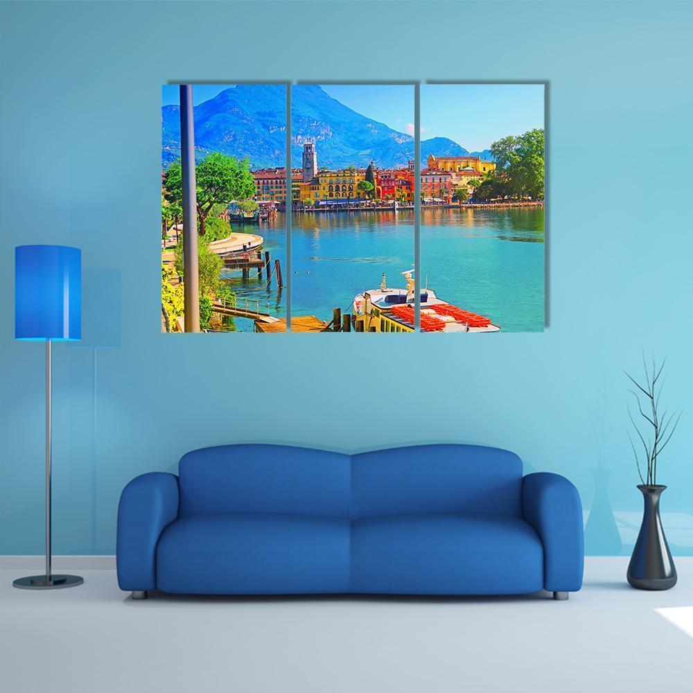 Riva Del Garda Canvas Wall Art-3 Horizontal-Gallery Wrap-37" x 24"-Tiaracle