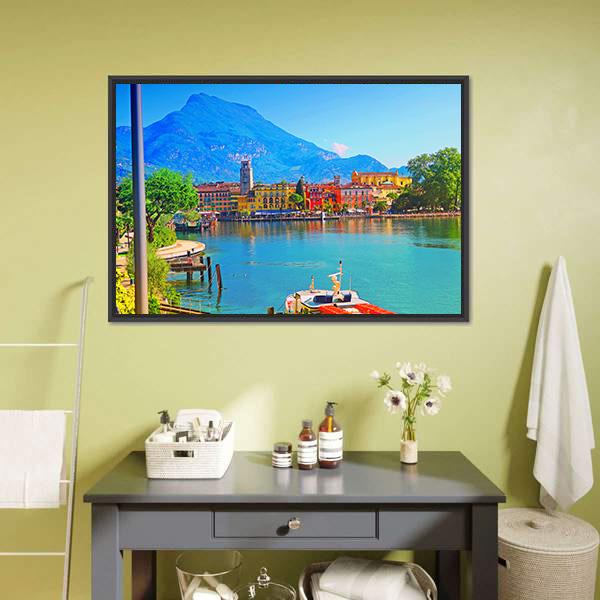 Riva Del Garda Canvas Wall Art-1 Piece-Floating Frame-24" x 16"-Tiaracle