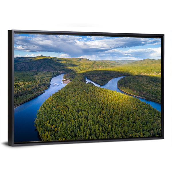 River And Forest Canvas Wall Art-3 Horizontal-Gallery Wrap-25" x 16"-Tiaracle
