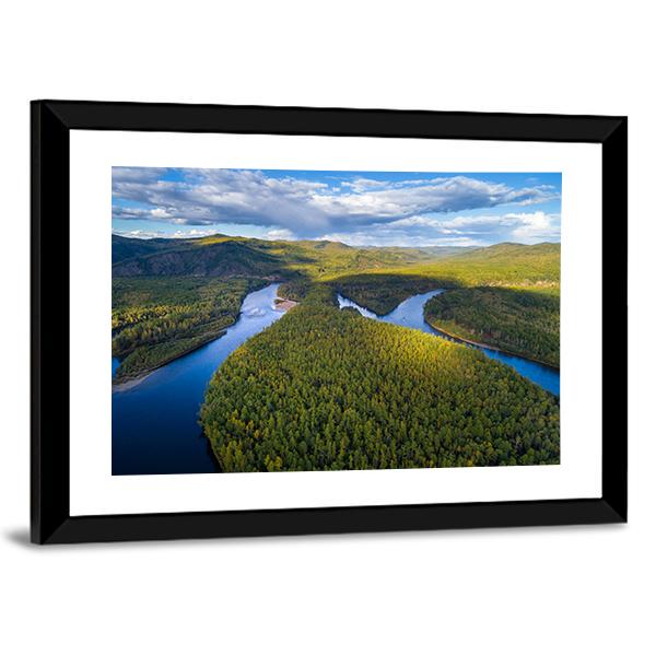 River And Forest Canvas Wall Art-3 Horizontal-Gallery Wrap-25" x 16"-Tiaracle