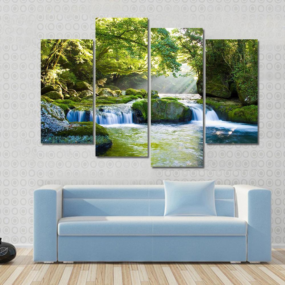 River And Shaft Beam Of Light Canvas Wall Art-4 Pop-Gallery Wrap-50" x 32"-Tiaracle