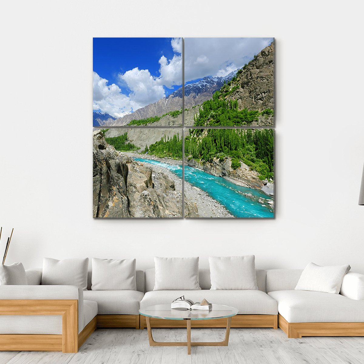 River At Hunza Valley Pakistan Canvas Wall Art-4 Square-Gallery Wrap-17" x 17"-Tiaracle