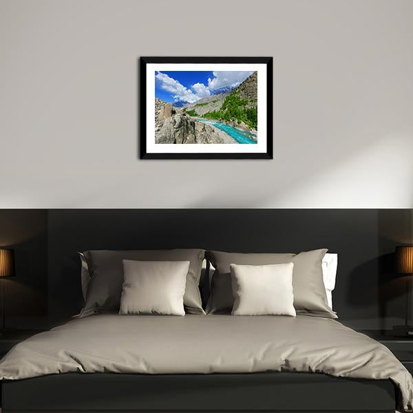 River At Hunza Valley Pakistan Canvas Wall Art-5 Horizontal-Gallery Wrap-22" x 12"-Tiaracle