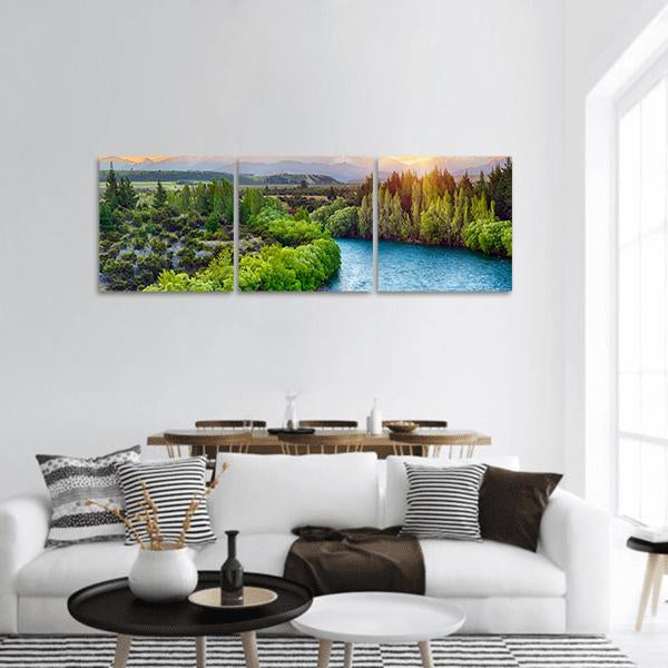 River Clutha In Summer Panoramic Canvas Wall Art-3 Piece-25" x 08"-Tiaracle