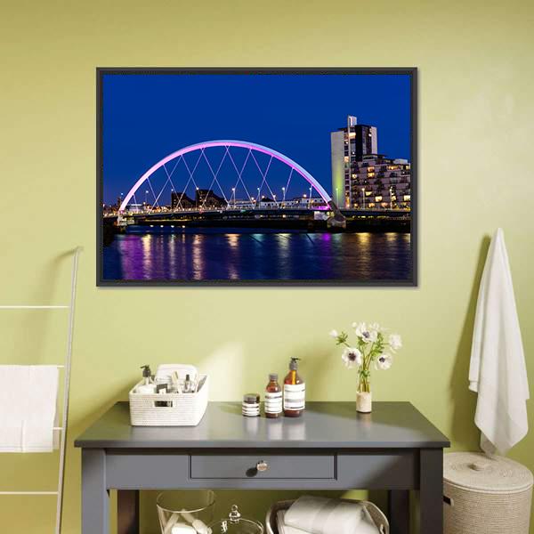 River Clyde At Dusk Canvas Wall Art-5 Horizontal-Gallery Wrap-22" x 12"-Tiaracle