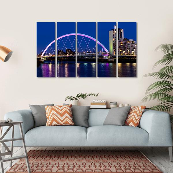 River Clyde At Dusk Canvas Wall Art-5 Horizontal-Gallery Wrap-22" x 12"-Tiaracle