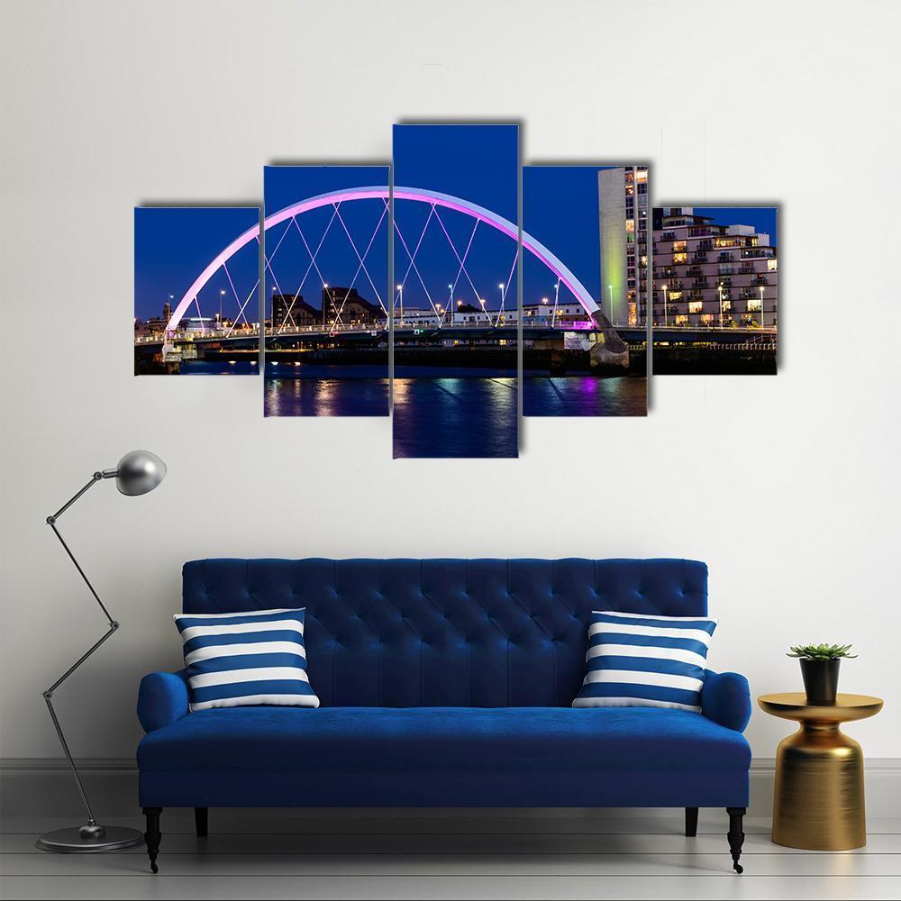 River Clyde At Dusk Canvas Wall Art-5 Star-Gallery Wrap-62" x 32"-Tiaracle
