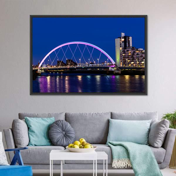 River Clyde At Dusk Canvas Wall Art-3 Horizontal-Gallery Wrap-25" x 16"-Tiaracle