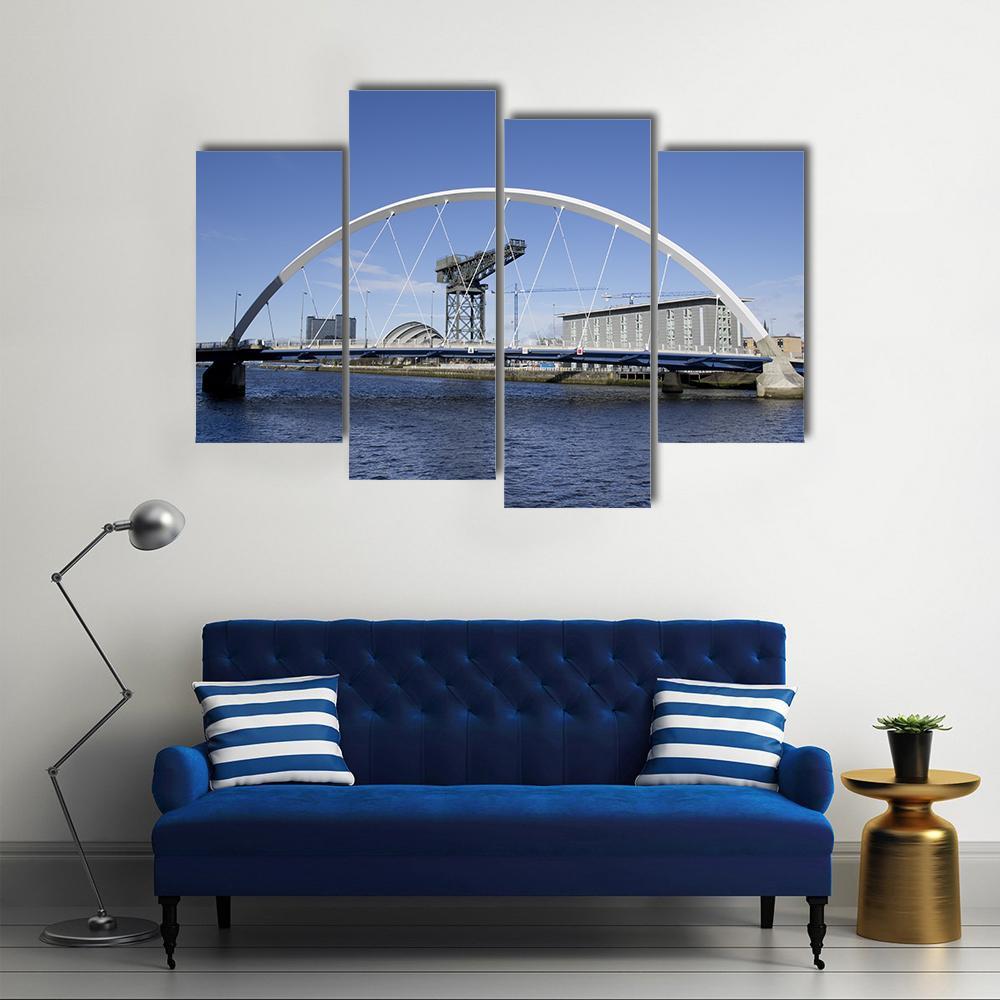 River Clyde In Glasgow With Bridge Canvas Wall Art-4 Pop-Gallery Wrap-50" x 32"-Tiaracle