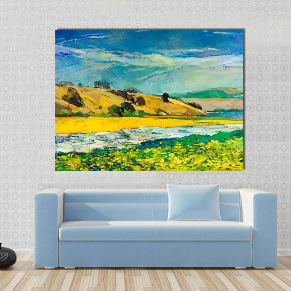 River Coast &amp; Cliffs Canvas Wall Art-1 Piece-Gallery Wrap-48&quot; x 32&quot;-Tiaracle