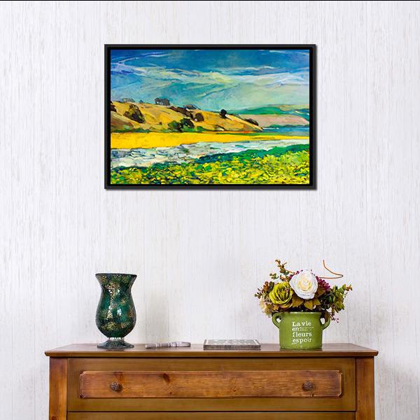 River Coast &amp; Cliffs Panoramic Canvas Wall Art-1 Piece-36" x 12"-Tiaracle