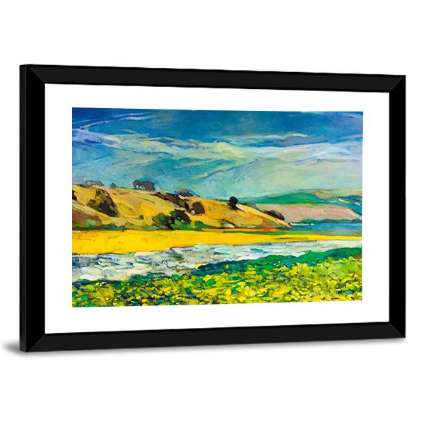 River Coast & Cliffs Panoramic Canvas Wall Art-1 Piece-36" x 12"-Tiaracle