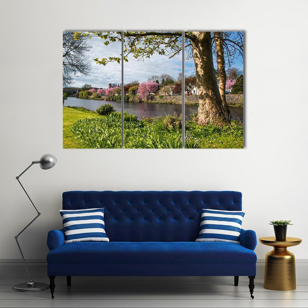 River Cree In Newton Stewart Canvas Wall Art-3 Horizontal-Gallery Wrap-37" x 24"-Tiaracle