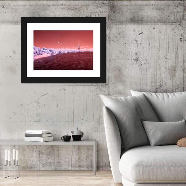 River Daugava In RIga With City Buildings Canvas Wall Art-3 Horizontal-Gallery Wrap-25" x 16"-Tiaracle