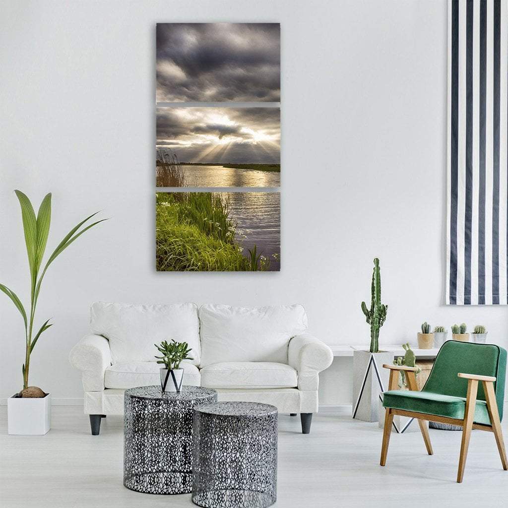 River Flow In Summer Vertical Canvas Wall Art-3 Vertical-Gallery Wrap-12" x 25"-Tiaracle