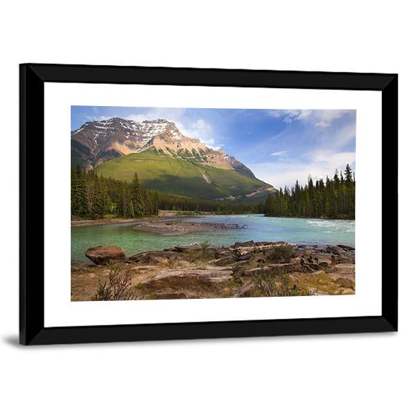 River Flowing In Canadian Rockies Canvas Wall Art-3 Horizontal-Gallery Wrap-25" x 16"-Tiaracle