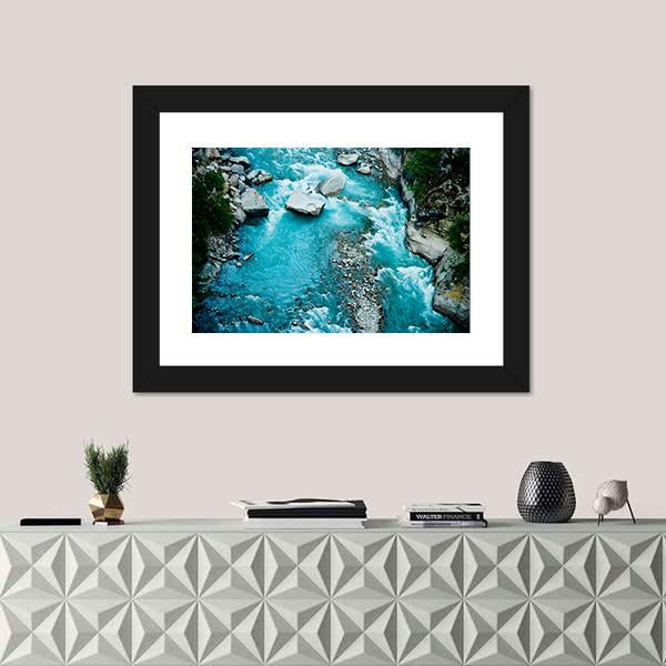 River Ganga In Valley Canvas Wall Art-1 Piece-Framed Print-20" x 16"-Tiaracle
