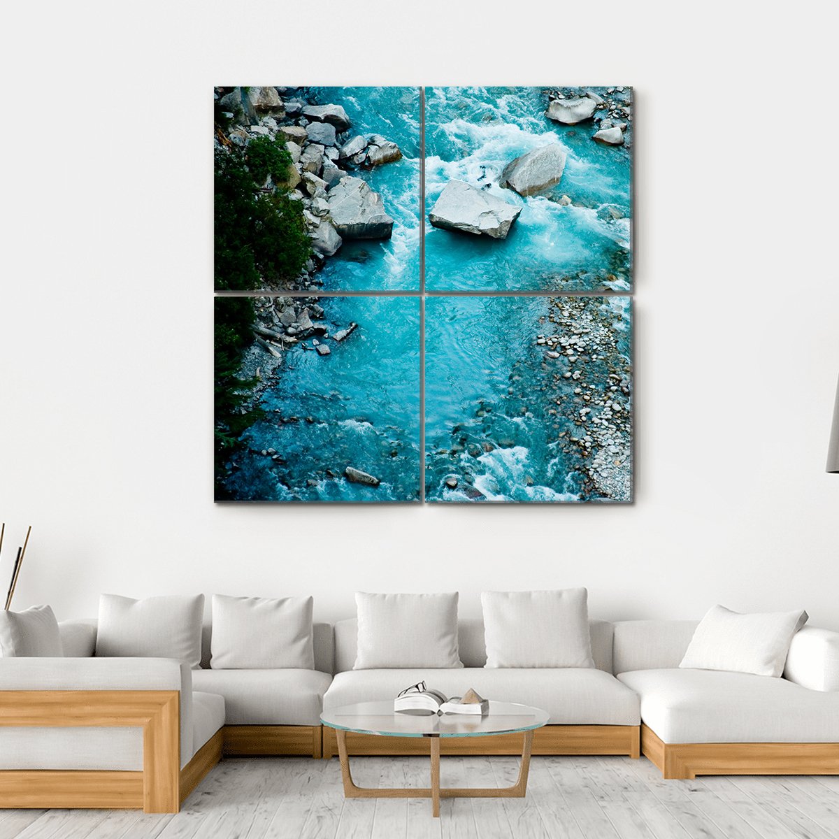 River Ganga In Valley Canvas Wall Art-4 Square-Gallery Wrap-17" x 17"-Tiaracle