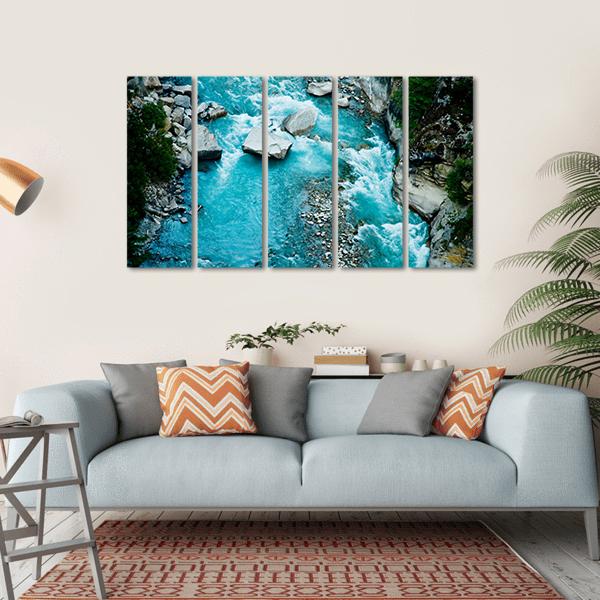 River Ganga In Valley Canvas Wall Art-5 Horizontal-Gallery Wrap-22" x 12"-Tiaracle