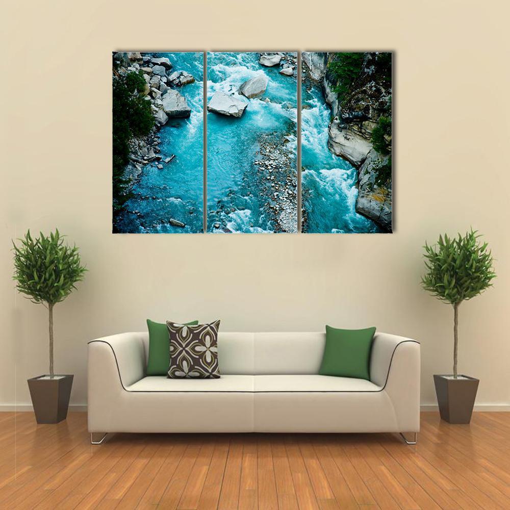 River Ganga In Valley Canvas Wall Art-3 Horizontal-Gallery Wrap-37" x 24"-Tiaracle