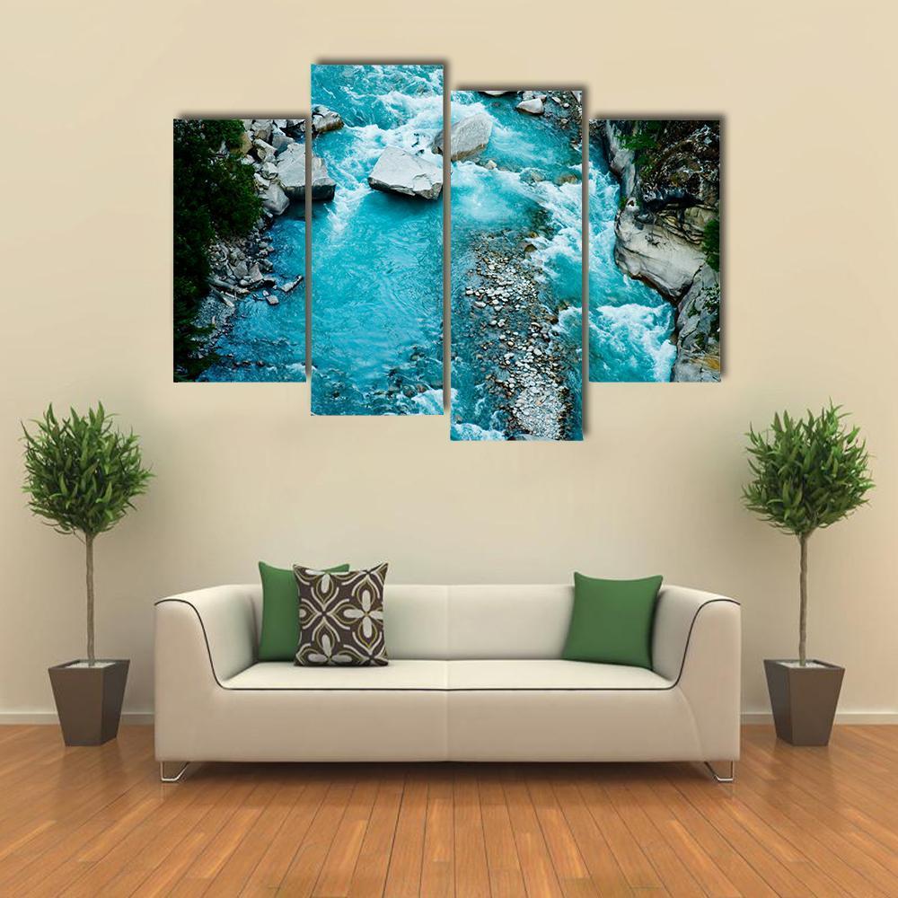 River Ganga In Valley Canvas Wall Art-4 Pop-Gallery Wrap-50" x 32"-Tiaracle