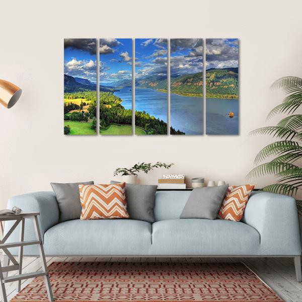 River Gorge In Columbia Canvas Wall Art-5 Horizontal-Gallery Wrap-22" x 12"-Tiaracle