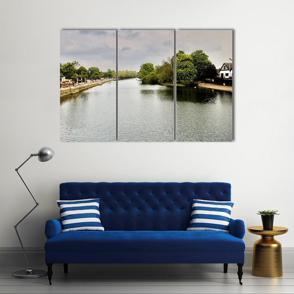 River In Bedfordshire Canvas Wall Art-3 Horizontal-Gallery Wrap-37" x 24"-Tiaracle