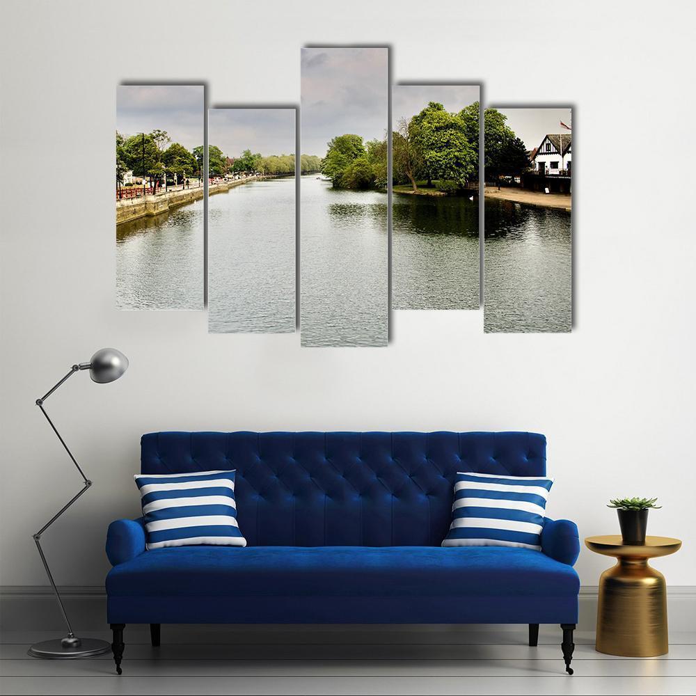 River In Bedfordshire Canvas Wall Art-5 Pop-Gallery Wrap-47" x 32"-Tiaracle