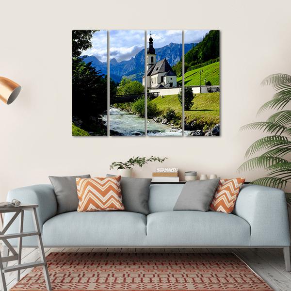 River In Berchtesgaden Canvas Wall Art-4 Horizontal-Gallery Wrap-34" x 24"-Tiaracle