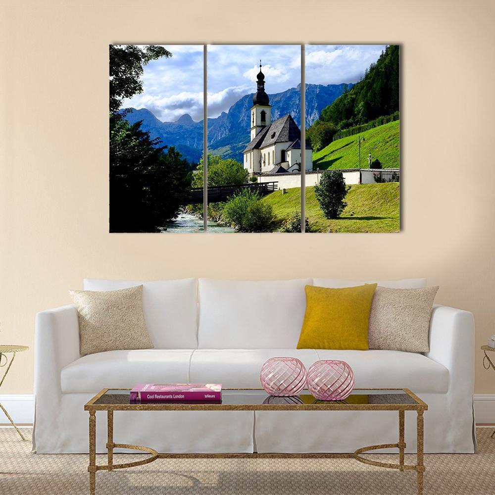 River In Berchtesgaden Canvas Wall Art-3 Horizontal-Gallery Wrap-37" x 24"-Tiaracle