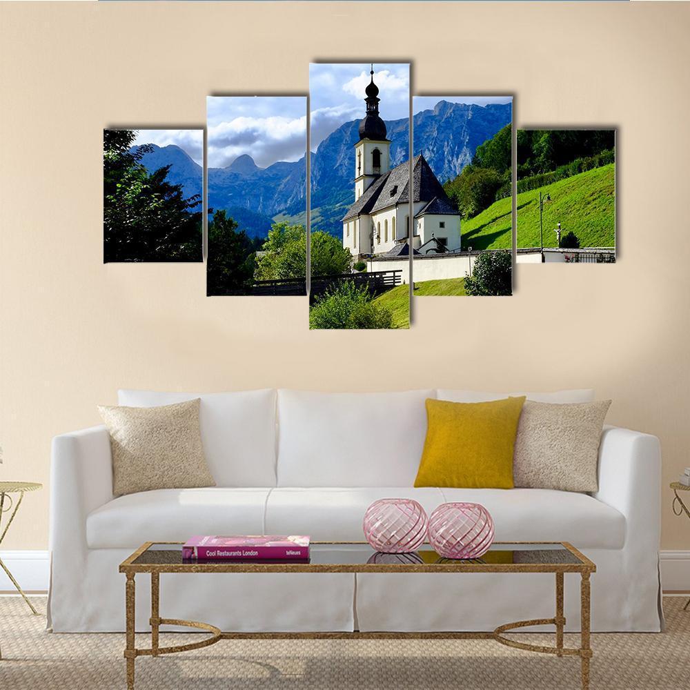 River In Berchtesgaden Canvas Wall Art-5 Star-Gallery Wrap-62" x 32"-Tiaracle