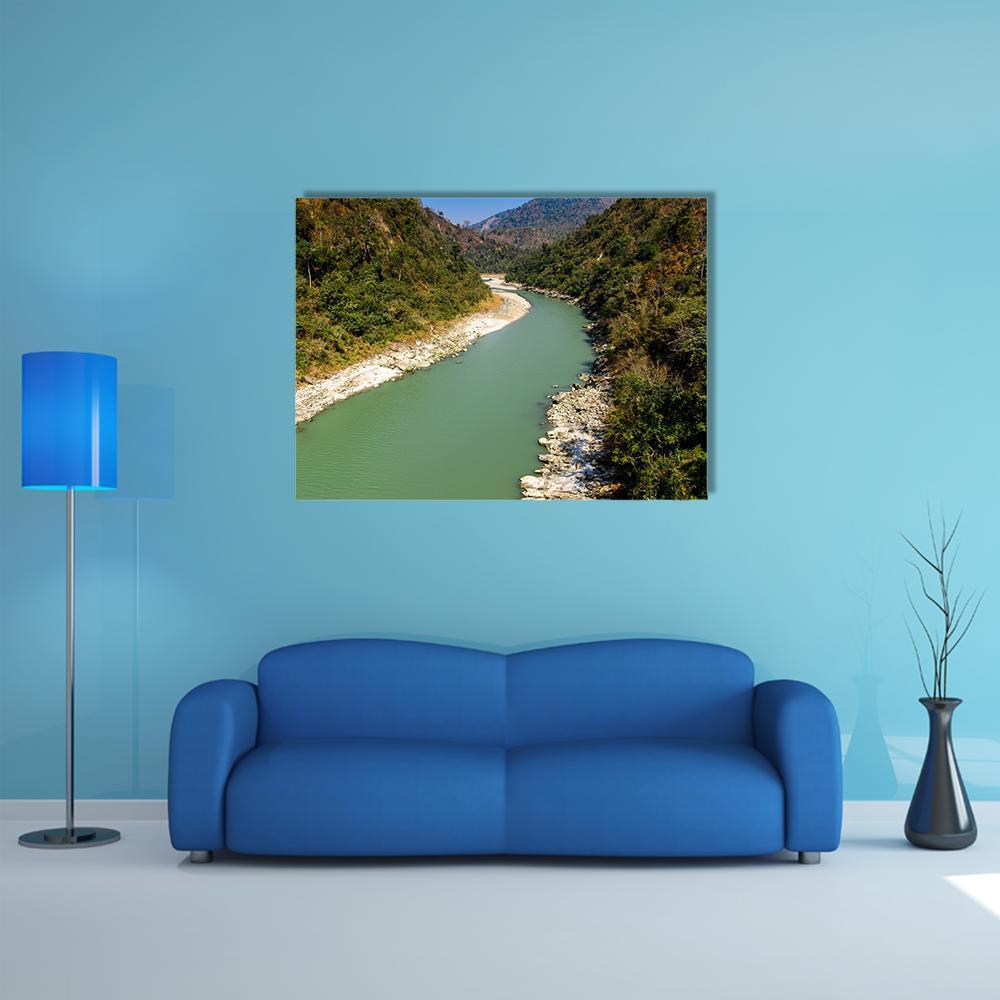 River In Darjeeling Canvas Wall Art-4 Horizontal-Gallery Wrap-34" x 24"-Tiaracle