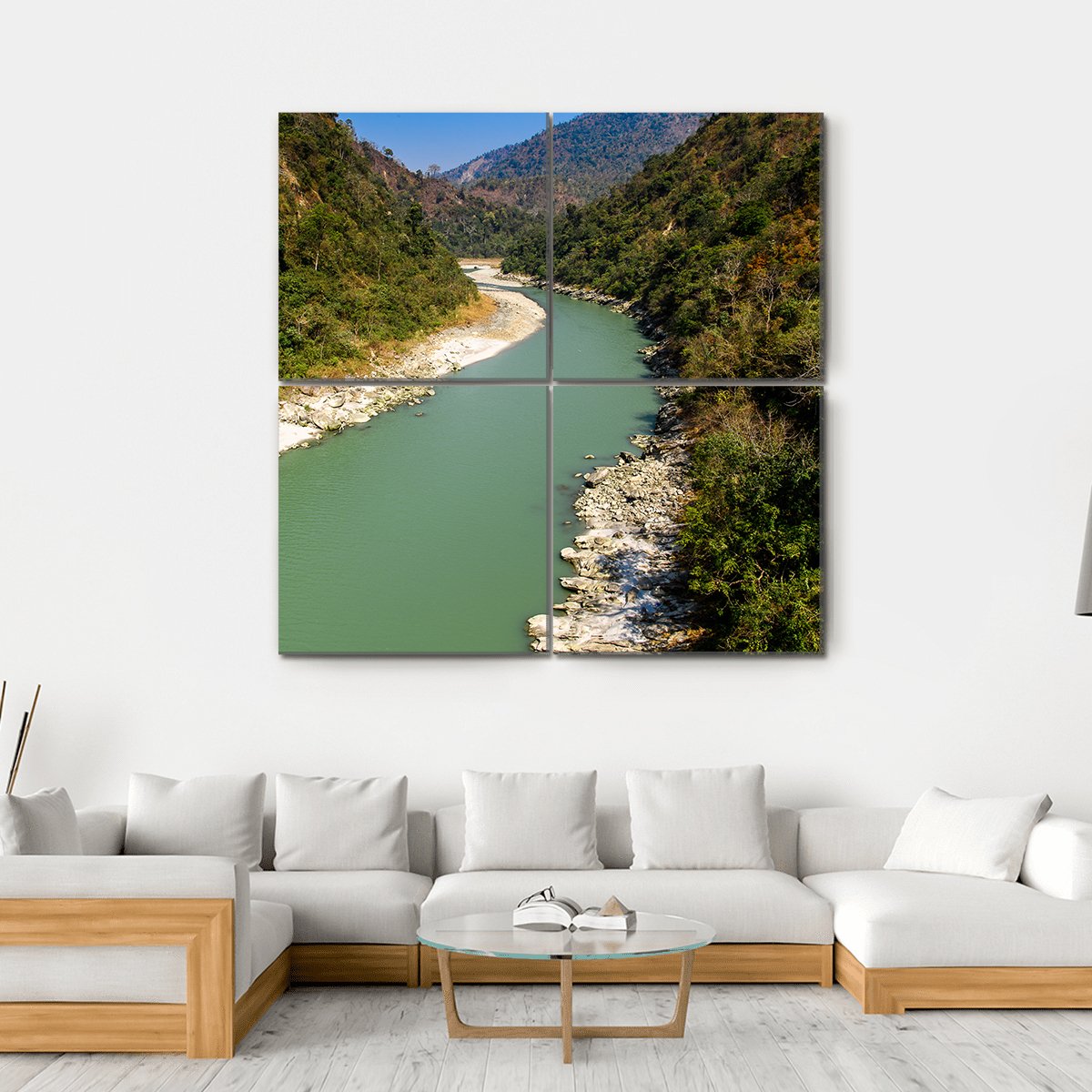 River In Darjeeling Canvas Wall Art-4 Square-Gallery Wrap-17" x 17"-Tiaracle